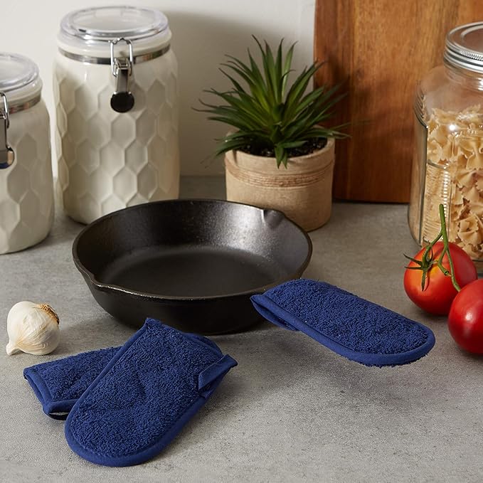 DII Basic Terry Collection Quilted 100% Cotton, Pan Handle, Nautical Blue, 3 Piece - Image 7