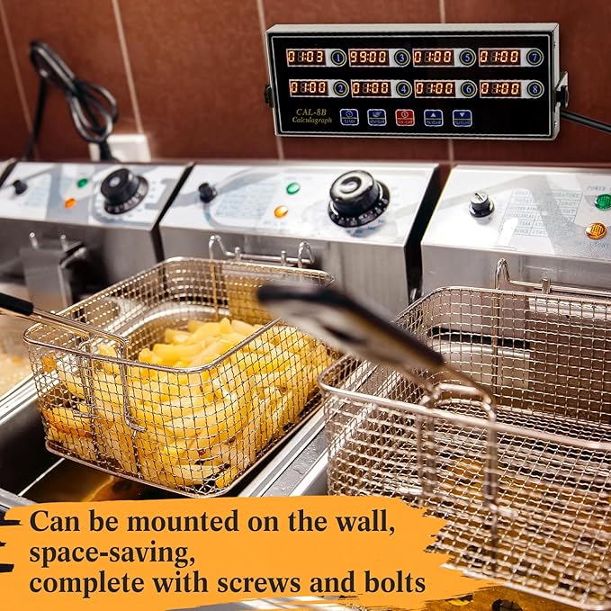 Relaxweex 1 Pack Commercial 8 Channel Digital Kitchen Timer, Multi-Countdown Timer with Loud Alarm & Large LCD Display, Wall Mount or Countertop for Restaurant, Fry Station, Baking & Lab Use - Image 5