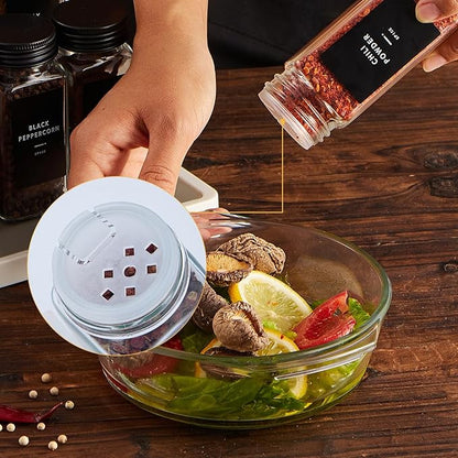 Skiileor 48 Pcs Spice Jars with Label- Glass Spice Jars with Black Metal Caps,Shaker Lids, Funnel, Chalk Pen 4oz Seasoning Containers Bottles for Spice Rack, Cabinet, Drawer - Image 4