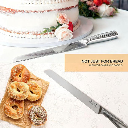 imarku Bread Knife 10 Inch: Japanese High Carbon Stainless Steel Professional Grade Serrated Bread Knife, Razor Sharp Edge Cake Knife for Homemade Bread/Bagels/Cake - Image 4