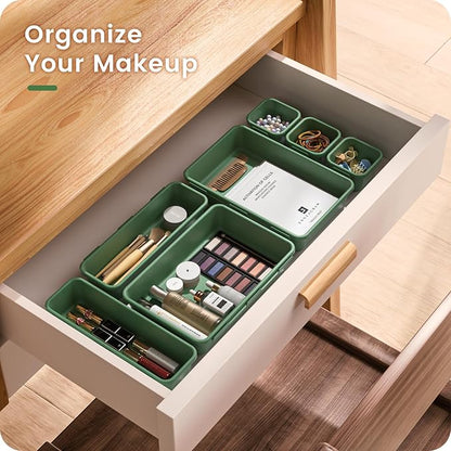A-LuGei 【 & 5 Size】 Tool Box Organizer Tray Divider Set,【Army Green】 Desk Drawer Organizer,Garage Organization and Storage Toolbox Accessories Rolling Tool Chest Cart WorkBench Small Part - Image 3