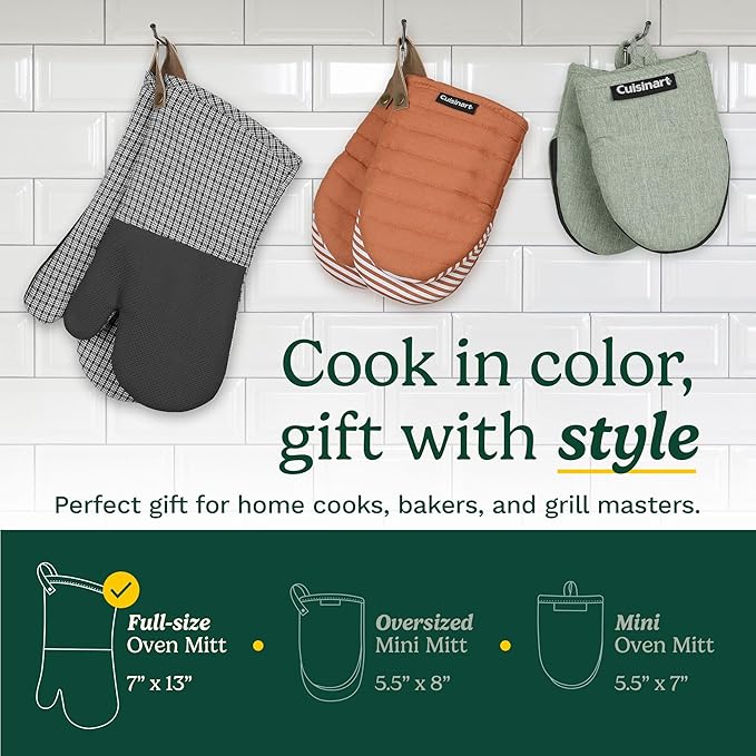 Cuisinart Kitchen Oven Mitts – Heat-Resistant Kitchen Mitts for Oven with Non-Slip Neoprene Palm, Long Cuff, and Cotton Filling – Durable Oven Gloves for Cooking, Baking, & Grilling (Chambray) - Image 6