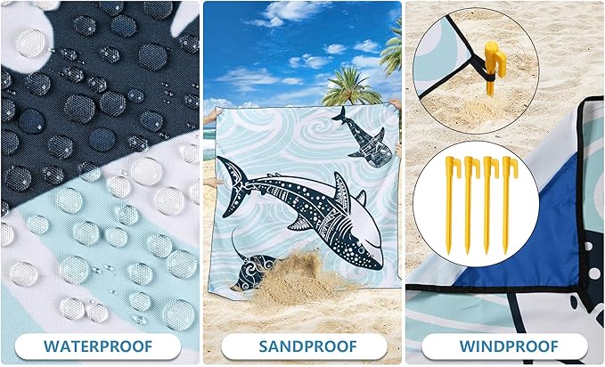 WIWIGO Beach Blanket Waterproof Sandproof Beach Mat 79" X 83"/10'x9'for 2-8 Adults Quick Drying Outdoor Picnic Mat Beach Accessories for Travel, Camping, Hiking - Image 3