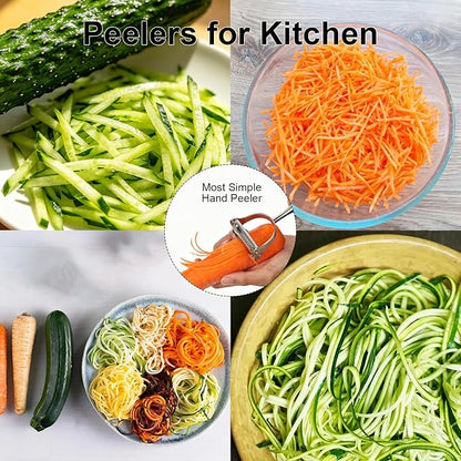 Stainless Steel 2 in 1 Julienne Peeler – Dual Blade Vegetable Cutter for Peeling & Julienne, Multifunction Tool for Potato Carrot Zucchini Cucumber, Kitchen Gift