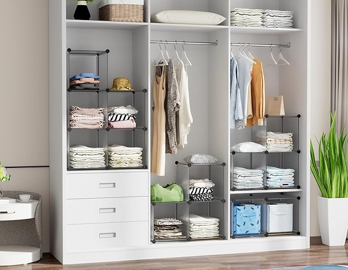 HOMIDEC 6 Light Grey Cube Storage Organizer, Modular Storage Shelf with Hammer, Cube Storage Bin Cabinet Closet Bookshelf for Living Room, Bedroom, Office, Each Cubes Size 11.8 x 11.8 inch - Image 4