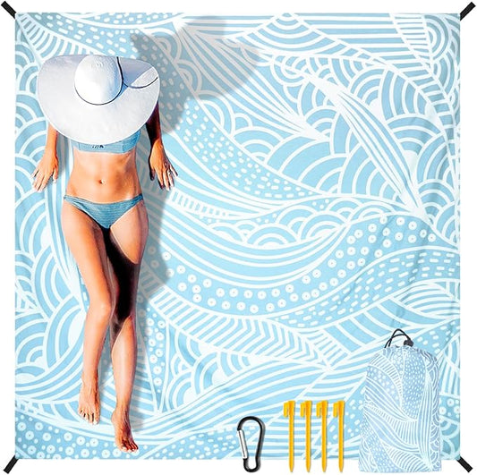 HIHOHO Beach Blanket Waterproof Sandproof Extra Large Beach Mat 79" X 83"/120"x108"for 1-8 Adults Quick Drying Durable Outdoor Picnic Mat for Beach Travel Camping Hiking