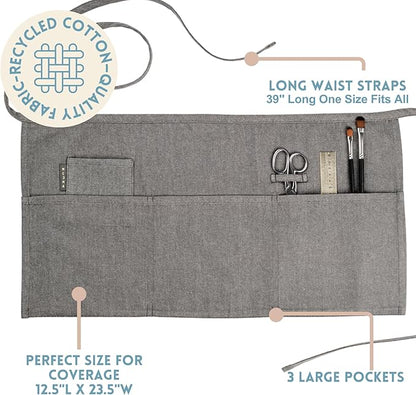MEEMA Chef Waist Apron Cotton Fabric |Washable & Breathable Waitress & Server Half Aprons for Women with Pockets & Long Waist Straps | Cooking, Baking, Grilling & Crafting