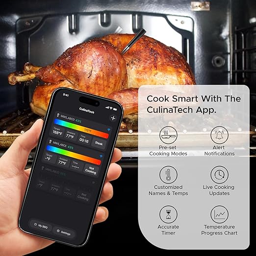 750ft Wireless Meat Thermometer Long Range for Smoker, BBQ & Rotisserie, 2 Probes Smart Bluetooth Thermometer Dual Sensor Waterproof Probe with LCD Base Station Display & App Control - Image 5