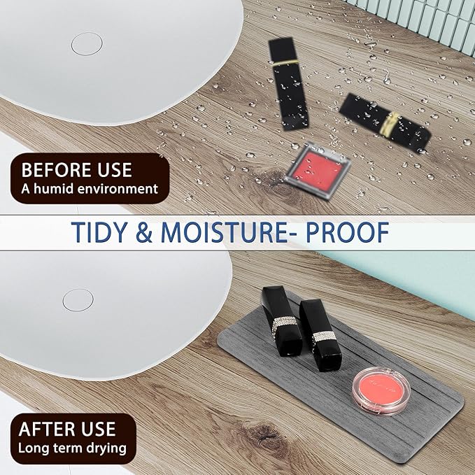 2PCS Water Absorbing Stone Tray, Quick Drying Diatomite Stone Sink Tray, Water Absorbent Diatomite Coasters for Kitchen Sink, Bathroom Counter Hand Soap Dish Toothbrush Holders - Image 3
