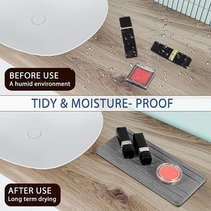 2PCS Water Absorbing Stone Tray, Quick Drying Diatomite Stone Sink Tray, Water Absorbent Diatomite Coasters for Kitchen Sink, Bathroom Counter Hand Soap Dish Toothbrush Holders - Image 3