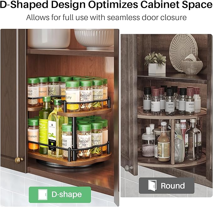 Spice Rack Organization for Cabinet - Height Adjustable Rotating Lazy Susan Organizer, Spice Organizer Fits Cabinets Wide＞ 11 inches, Clearance Height ＞10.5 inches - Image 7