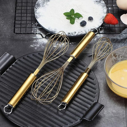 Berglander Gold Whisk Pack of 3 Stainless Steel 8",10",12", Titianium Plating Whisks for Cooking, Beater,Wire Whisk Set Kitchen Wisk (Gold) - Image 7