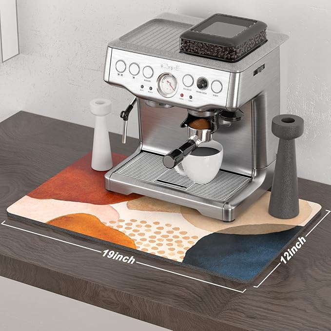 Rnivvi Coffee Mat, 12" x 19" Cute Boho Theme Coffee Bar Mats for Espresso Machine Station Accessories and Organizer, Hide Stain Rubber Backed Absorbent Dish Drying Pad for Kitchen Counter, Stones - Image 2