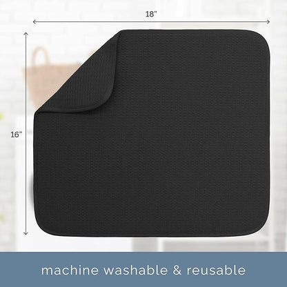 S&T INC. Dish Drying Mat, 16” x 18”, Absorbent Microfiber Kitchen Counter Mat, Dish Drying Pad for Dishes, Utensils, Pots and Pans, Large, Black - Image 6