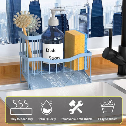Fssvcd Maifan Sink Caddy Sponge Holder for Kitchen with Brush Holder and Stainless Steel Self Drain Tray, Rustproof Kitchen Sink Organizer for Sponge, Soap Dispenser Storage Accessories - Image 3