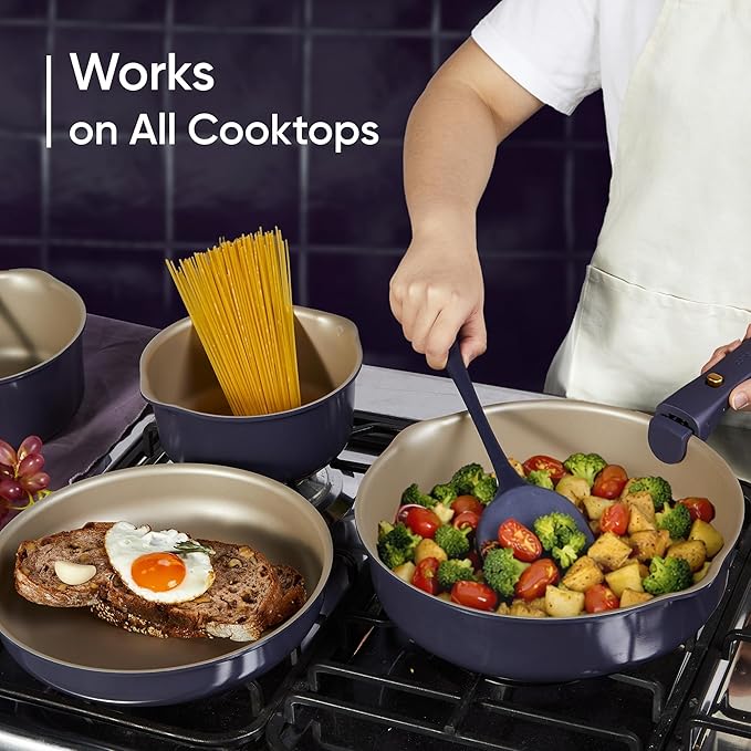 CAROTE 26 Pcs Pots and Pans Set, Nonstick Cookware Sets with Detachable Handle, Purple Dishwasher Safe, Oven Safe, Cookware Non Stick Cooking Set w/Frying Pans & Saucepans(PFOS, PFOA Free) - Image 6