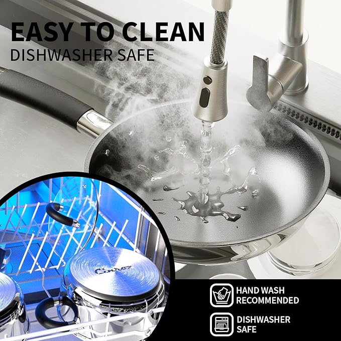 Non Stick Frying Pans Sets, 3-Piece Nonstick Pans, 10” 11.5” Skillet, 5” Egg Pan, 5-Ply Base Compatible with All Stoves