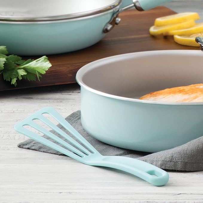 Rachael Ray KitchenTools and Gadgets Nylon Cooking Utensils / Spatula / Fish Turners - 2 Piece, Light Blue - Image 2