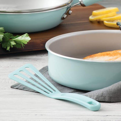 Rachael Ray KitchenTools and Gadgets Nylon Cooking Utensils / Spatula / Fish Turners - 2 Piece, Light Blue - Image 2