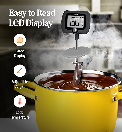 Digital Candy Thermometer with Pot Clip, 10" Long Stainless Steel Probe, Instant Read Kitchen Thermometer for Cooking, Baking, and Candy Making (Dark Gray) - Image 5