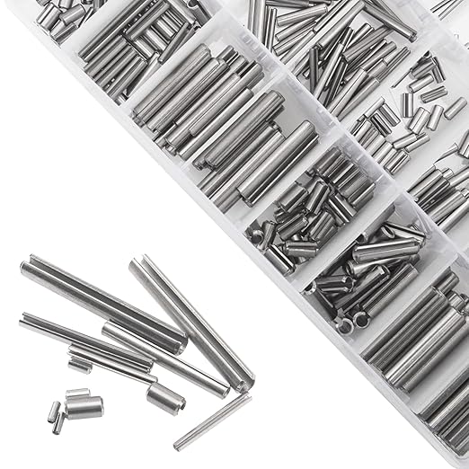 440Pcs 304 Stainless Steel Slotted Spring Pin Assortment Kit, M1.5 M2 M2.5 M3 M4 M5 Split Expansion Dowel Tension Roll Pins