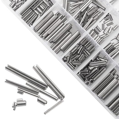 440Pcs 304 Stainless Steel Slotted Spring Pin Assortment Kit, M1.5 M2 M2.5 M3 M4 M5 Split Expansion Dowel Tension Roll Pins