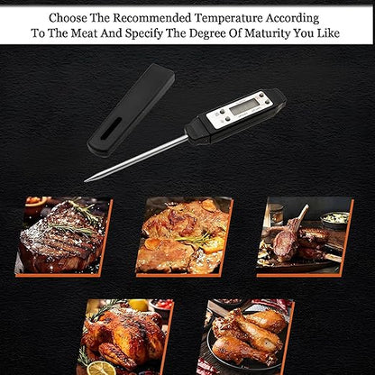 Meat Thermometer - Digital Food Thermometer for Cooking Kitchen - Automatic Calibration Pen Style Electronic Pocket Thermometer for Water Temperature, Barbecue (Black) - Image 4