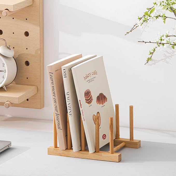 HBlife Bamboo Dish Plate Bowl Cup Book Pot Lid Cutting Board Drying Rack Stand Drainer Storage Holder Organizer Kitchen Cabinet（Keep Dry） - Image 5