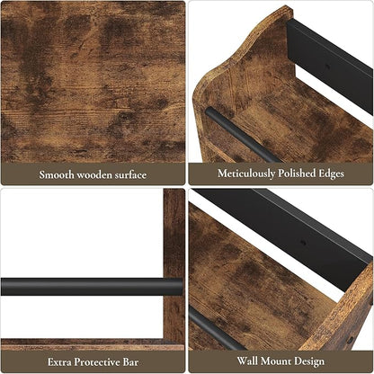 Spice Rack Wall Mounted, Wood 3 Tier Spice Rack for Countertop, Vertical Spice Organizer for Spice Jars and Seasonings, Hanging Spice Shelf for Kitchen Cabinet, or Pantry, Rustic Brown - Image 4