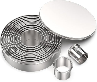 Round Cookie Biscuit Cutter Set 12 Pieces Graduated Circle Pastry Cutters 18/8 Stainless Steel Cookie Cutters1inch - 4 1/2inch Donut Cutter Ring Molds