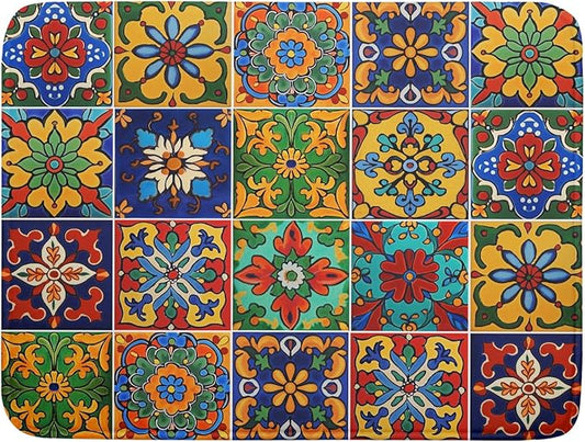 Mexican Tiles Dish Drying Mat for Kitchen Counter Absorbent Microfiber Dish Drying Pad Kitchen Gadgets Multi-use by Giwawa