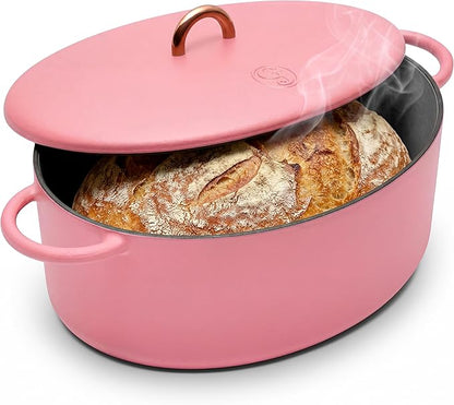 Great Jones Dutchess Cast Iron Dutch Oven Pot With Lid (Taffy) - Large 6.75 Quart Size, Dual Handles - All Stovetop Safe - 500° Dutch Oven For Bread Baking | Dishwasher Friendly