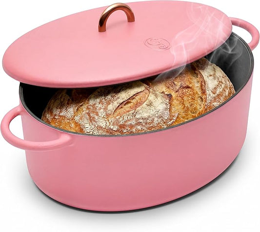 Great Jones Dutchess Cast Iron Dutch Oven Pot With Lid (Taffy) - Large 6.75 Quart Size, Dual Handles - All Stovetop Safe - 500° Dutch Oven For Bread Baking | Dishwasher Friendly