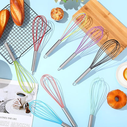 Domensi 24 Pcs 12 Inch Whisks Bulk for Cooking Silicone Whisks Non Scratch Stainless Steel Egg Beater Colorful Coated Metal Heat Resistant Egg Beaters for Valentines Day Party Favor Gift Supplies - Image 3