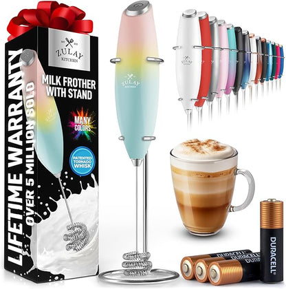 Zulay Kitchen Patented Tornado Triple Whisk Milk Frother with 4 Duracell Batteries – Handheld Foam Maker for Coffee, Lattes, Matcha & Hot Chocolate – Rich, Creamy Froth in Seconds - Nature's Sunrise by ZulayKitchen