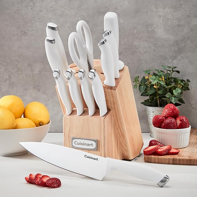 Cuisinart Block Knife Set, 12pc Cutlery Knife Set with Steel Blades for Precise Cutting, Lightweight, Stainless Steel, Durable & Dishwasher Safe, C77SSW-12P - Image 2