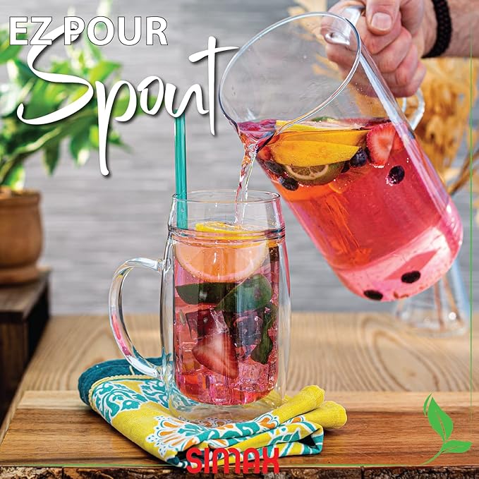 Simax Glass Pitcher, 64 Ounce (2 Quart) Borosilicate Glass, Made in Europe Hot and Cold Safe Iced Tea Pitchers for Drinks, Water, Lemonade Pitcher, Cocktail Jug, Sangria Pitchers - Image 6