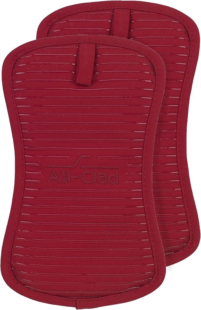 All-Clad Premium Pot Holder & Heating Pad, (2-Pack) Heat Resistant to 500 Degrees, 100% Cotton 10"x6.25" for Kitchen and Barbeque, Chili Red - Image 2