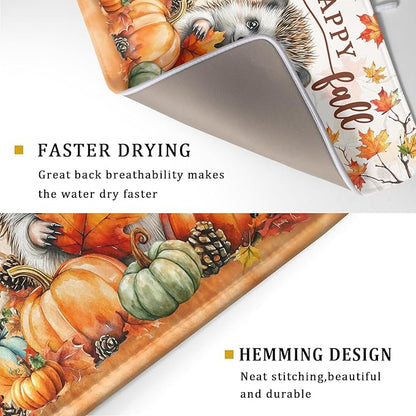 Happy Fall Dish Drying Mat - Large Absorbent Microfiber Drying Pad for Kitchen Counter 18 X 24 in Yellow - Image 3