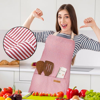 BeLuyi 2 Pack Adjustable Bib Apron with 2 Pockets Chef Cooking Kitchen Restaurant Aprons for Women Men - Image 4