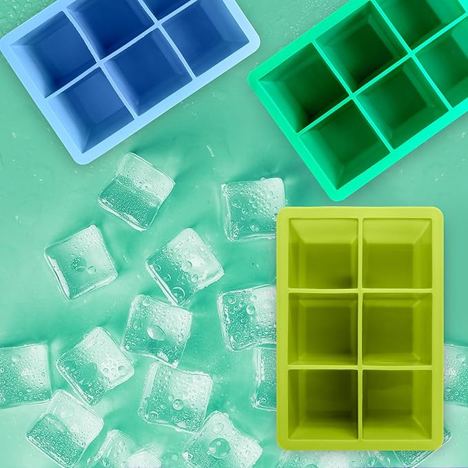 Excnorm Silicone Ice Cube Trays 3 Pack - Large Size Silicone Ice Cube Molds with Leak Proof Removable Lid Square Ice Cube Tray And BPA Free for Cocktail,Whiskey, Stackable Flexible Ice - Image 7