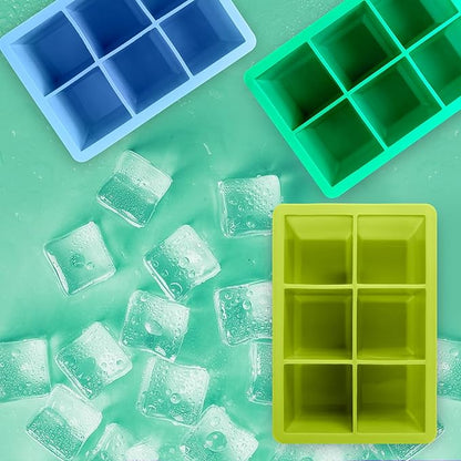 Excnorm Silicone Ice Cube Trays 3 Pack - Large Size Silicone Ice Cube Molds with Leak Proof Removable Lid Square Ice Cube Tray And BPA Free for Cocktail,Whiskey, Stackable Flexible Ice - Image 7