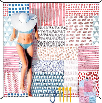 HIHOHO Beach Blanket Waterproof Sandproof Extra Large Beach Mat 79" X 83"/120"x108"for 1-8 Adults Quick Drying Durable Outdoor Picnic Mat for Beach Travel Camping Hiking