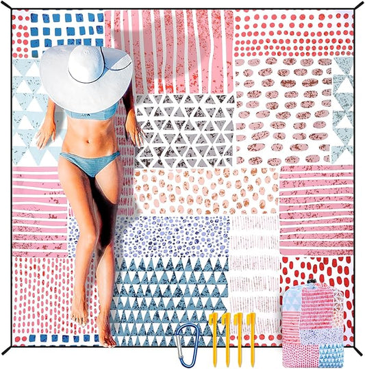 HIHOHO Beach Blanket Waterproof Sandproof Extra Large Beach Mat 79" X 83"/120"x108"for 1-8 Adults Quick Drying Durable Outdoor Picnic Mat for Beach Travel Camping Hiking
