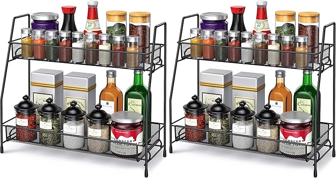 SPISPI Spice Rack Organizer for Cabinet, Bathroom Organizer Countertop, Bathroom Counter Organizer, Kitchen Countertop Organizer, Bathroom Vanity Organizer (Pack of 2) by SPISPI