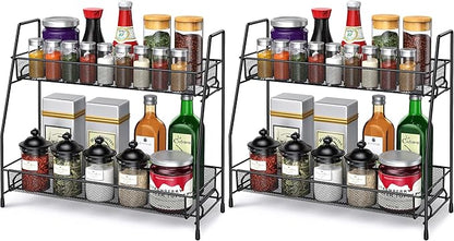 SPISPI Spice Rack Organizer for Cabinet, Bathroom Organizer Countertop, Bathroom Counter Organizer, Kitchen Countertop Organizer, Bathroom Vanity Organizer (Pack of 2) by SPISPI