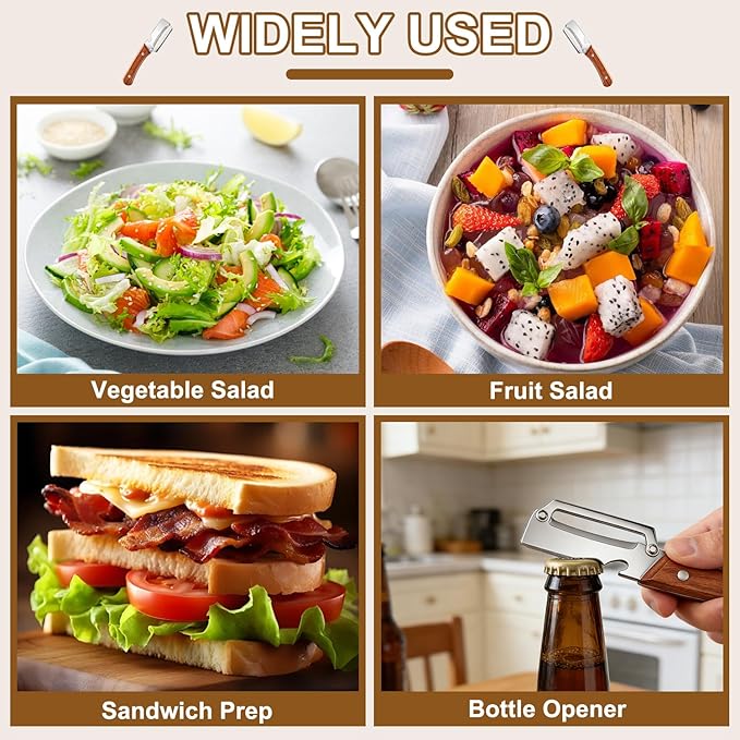 2 Pcs Multi-Functional Vegetable Peeler for Kitchen, Premium Vegetable Peeler with Wooden Handle and Bottle Opener, Stainless Steel Blade Kitchen Tool for Fruit Apple Potato Pumpkin Papaya Carrot - Image 7