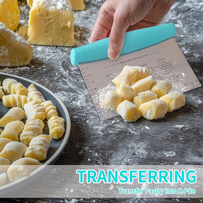 ALLTOP Pastry Blender & Bench Scraper - Premium Kitchen Baking Essential Gadget Set for Cake and Bread Making - Stainless Steel Dough Scraper&Butter Cutter for Homemade Delights - Turquoise - Image 6
