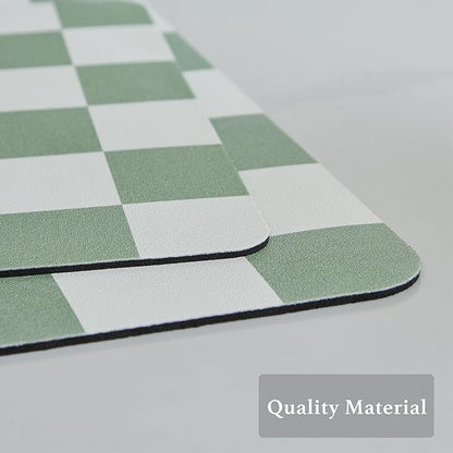Ohocut Checkered Dish Drying Mat for Kitchen Counter, Coffee Bar Station Accessories, Retro Cute Aesthetic Modern Absorbent Drainer Mat Kitchen Drying Mat Easy Clean, Sage 16" x 24" - Image 6