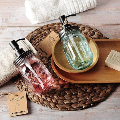 Amolliar Mason Jar Liquid Soap Dispenser, Rustproof Stainless Steel Replacement Pump Lid, Cute Farmhouse Decor for Kitchen, Bathroom, Refillable Hand Soap, Dish Soap, Lotion Soap, Rubbed Bronze-2 Pack - Image 7